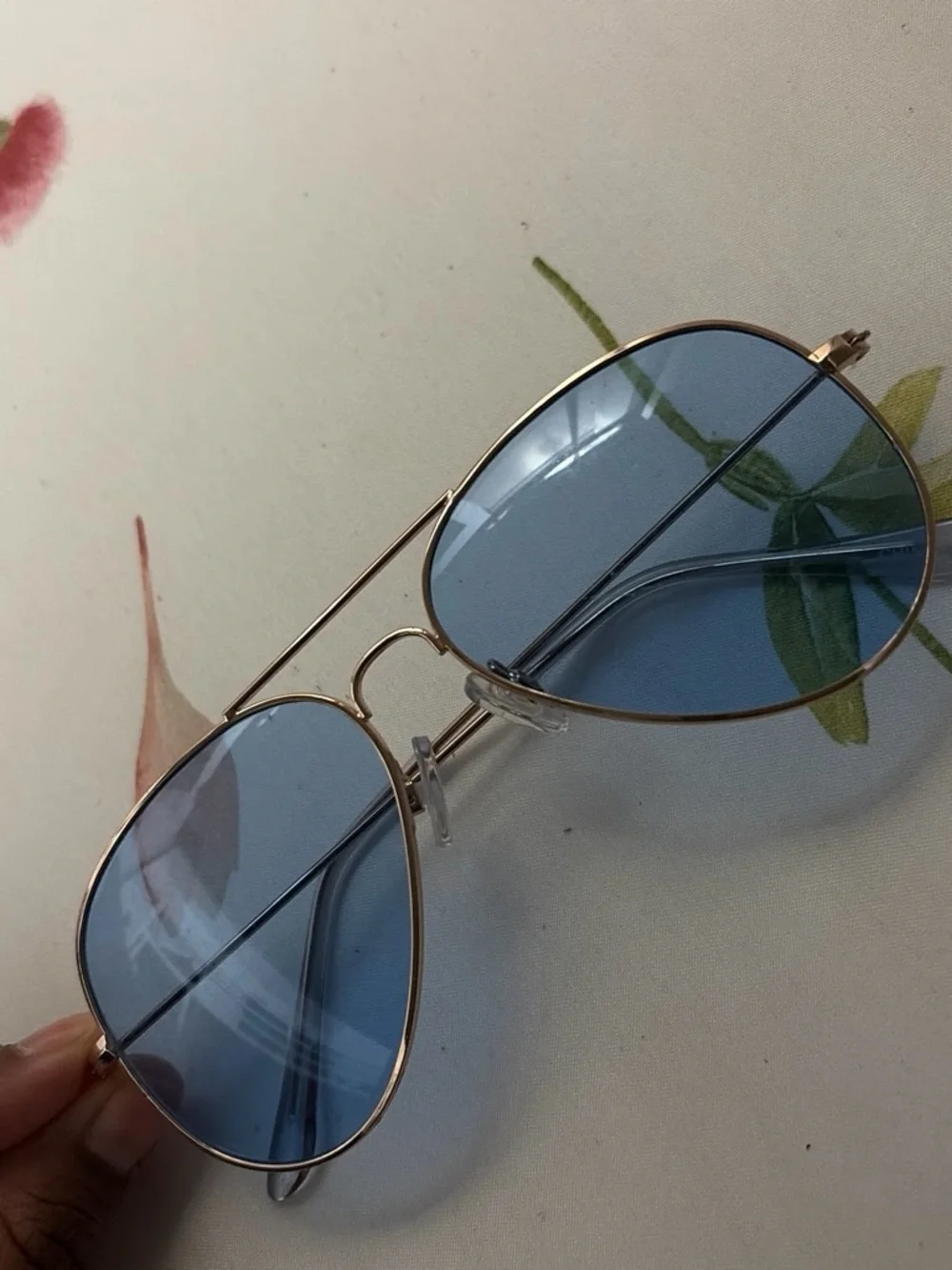 Aviator Sunglasses with Blue Lenses